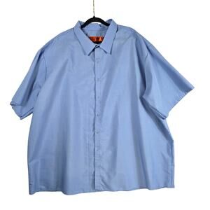 Red Kap Work Shirt Men 5XL Light Blue Snap Front Short Sleeve Industrial Uniform